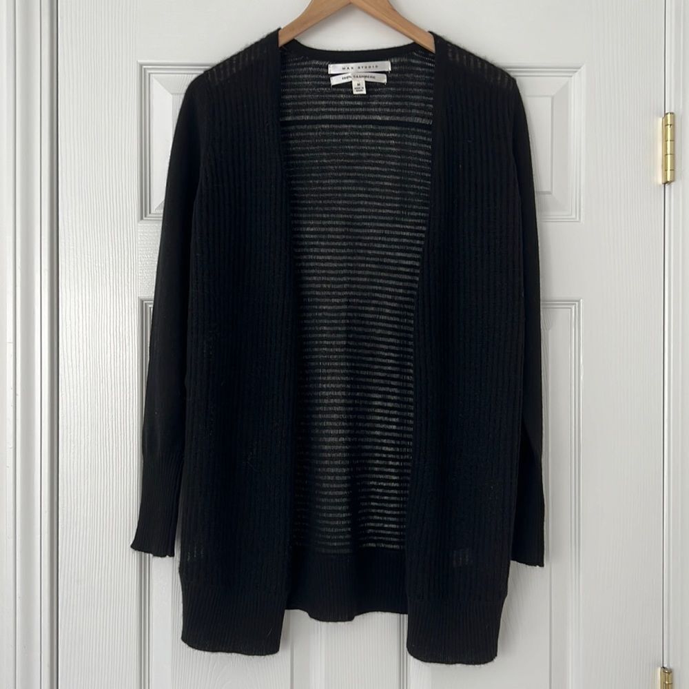 Max studio 100% pure black cashmere cardigan Sz medium